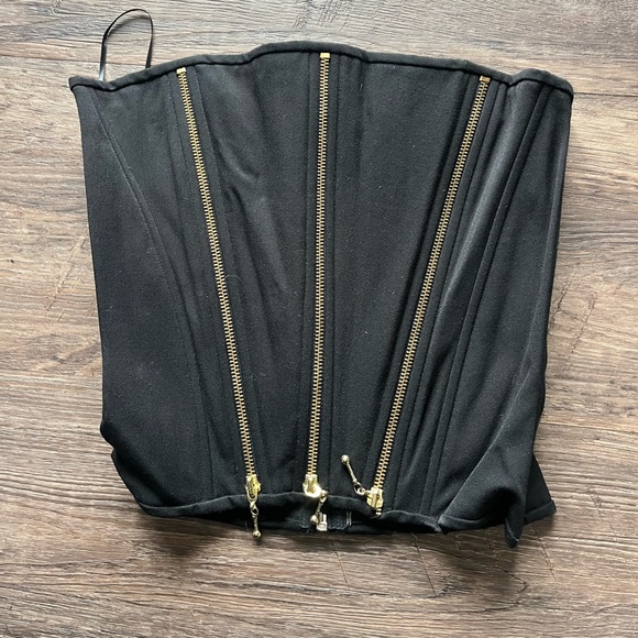 Victoria’s Secret Black Nrudal Jacquard Corset with Gold Zippers Medium - Picture 1 of 5